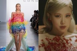 Rosé tiếp tục mặc váy của Công Trí trong MV 'Gone', lần này là một thiết kế 7 sắc cầu vồng