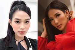Đỗ Thị Hà trẻ trung với tóc đuôi ngựa, Hoàng Thùy đẹp tựa đóa hồng với váy đỏ rực