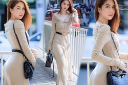 Ngọc Trinh hóa quý cô công sở nền nã dạo bước trên phố