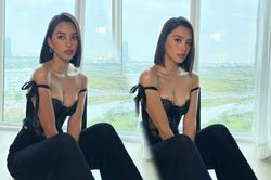 Chao đảo với đôi 'gò bồng đảo' bốc lửa của Hoa hậu Tiểu Vy trong set đồ all black