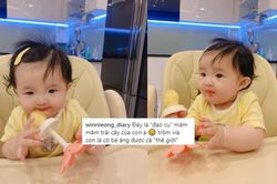'Mẫu nhí' Winnie nhà Đông Nhi - Ông Cao Thắng trộm vía siêu đáng yêu: 'Con muốn ăn cả thế giới'
