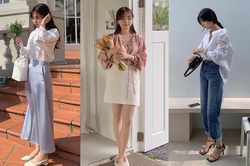 12 cách lên đồ với áo blouse đẹp mê của các cô gái Hàn