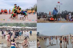 Bãi biển miền Trung ken đặc người ngày giỗ Tổ