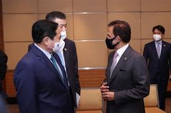 Hình ảnh Thủ tướng Phạm Minh Chính chào xã giao Quốc vương Brunei Haji Hassanal Bolkiah