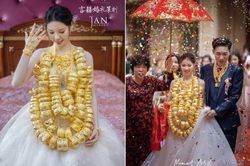 Cô dâu đeo vàng nặng trĩu đến 'gãy cổ' trong đám cưới, dân mạng xôn xao bàn tán và sự thật 'ngã ngửa'