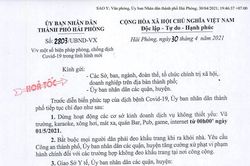 Hải Phòng dừng nhiều hoạt động kinh doanh từ 0h ngày 1/5