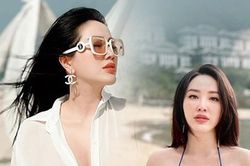 Bảo Thy bị hỏi chuyện bầu bí khi diện áo sơmi trong suốt đi biển