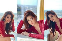 Khánh Vân diện váy xẻ ngực sâu táo bạo, chiếm trọn spotlight ngày thứ 3 tại Miss Universe