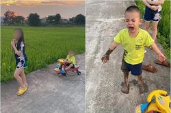 Dắt em đi chơi, cô chị có pha xử lý khiến netizen cười 'ngả nghiêng'