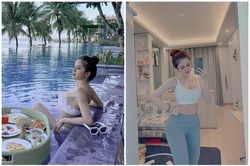 Check-in hồ bơi, vợ cũ Huy Cung gây chú ý vì vòng 1 'khủng'