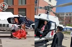 Clip: Chú rể dùng trực thăng đón dâu, quãng đường di chuyển gây tranh cãi mạng xã hội