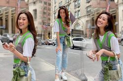 Khánh Vân lên đồ tươi tắn ở New York ngày trở lạnh, đỉnh nhất là món phụ kiện chiếm spotlight
