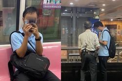 Nhìn vào cửa kính trên tàu, cô gái phát hiện hành động ghê rợn của gã đàn ông