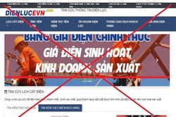 Xuất hiện trang web giả mạo thương hiệu EVN