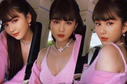 Ngọc Trinh xinh ơi là xinh với mái ngố cùng tone hồng ngọt lịm, fan cứ muốn lả đi đây này!