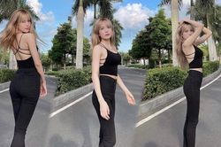 Thiều Bảo Trâm mặc đồ đi tập khoe trọn lưng trần trắng nõn