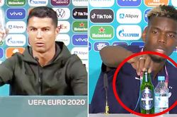 Học Ronaldo, Pogba bỏ chai Heineken khỏi bàn họp báo EURO