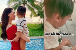 Ông xã vắng nhà, con trai khóc vì mọc răng khiến Hòa Minzy than mệt và hoang mang