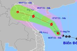 Áp thấp trên Biển Đông đang di chuyển về phía vịnh Bắc Bộ