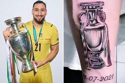 Donnarumma xăm cúp Euro lên tay