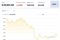 Giá Bitcoin hôm nay 20/7: Nguy cơ phá vỡ mức hỗ trợ 30.000 USD