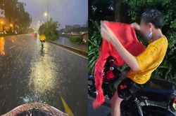 Thấy nam sinh đi học giữa mưa lớn trong mùa dịch, chính chủ có hành động được dân tình tấm tắc khen ngợi