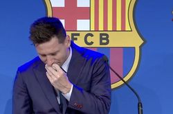 Messi khóc nức nở trong buổi họp báo chia tay Barca