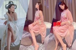 Lệ Quyên lại gây sốt với bức hình mặc áo ngủ tạo dáng 'gợi đòn'