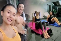 Ở nhà mùa dịch, vợ chồng Thúy Diễm, Tóc Tiên chăm tập thể dục cùng nhau