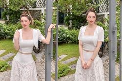 Quỳnh Nga hóa 'nàng thơ' khi diện váy trắng tinh khôi