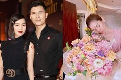 Lệ Quyên rạng rỡ nhan sắc khi nhận hoa kỷ niệm yêu đương cùng Lâm Bảo Châu