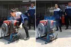 Clip: Nữ sinh ĐH Sư phạm Kỹ thuật quay máy nổ 'êm ru' khiến dân tình xuýt xoa