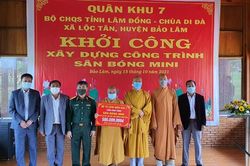Bộ Chỉ huy Quân sự tỉnh khởi công xây dựng sân bóng đá mini tại Chùa Di Đà