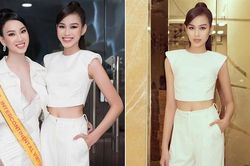 Đỗ Thị Hà khoe eo thon sexy ra sân bay tiễn Trần Hoàng Ái Nhi đi thi Hoa hậu Liên lục địa
