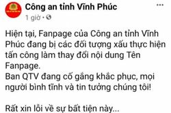 Xác định nghi can đổi tên Fanpage của Công an tỉnh Vĩnh Phúc