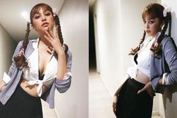 Tiểu Vy gây sốt khi cosplay công chúa nhạc pop Britney cực sexy trong ngày Halloween