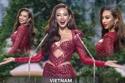 'Miss Cut-out' Thùy Tiên lộng lẫy xuất thần với layout 'Kim cương đỏ' tại bán kết Miss Grand
