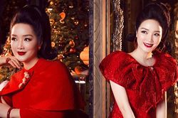 Hoa hậu Giáng My rực rỡ sắc đỏ