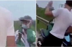 Nam thanh niên dùng mũ bảo hiểm đánh tới tấp vào đầu một nam sinh gây phẫn nộ