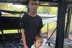 Tết đến gần, hai anh em mồ côi cha trước ngôi nhà bị cháy rụi