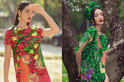 Siêu mẫu châu Á Quỳnh Anh diện váy xuân họa tiết da báo