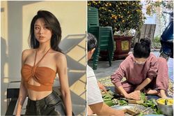 'Hot girl tạp hóa' tung hình ảnh hiếm thấy lúc về quê ăn Tết