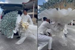 Kỳ công chuẩn bị bó hoa tiền mặt 108 triệu tặng cô dâu, chú rể suýt 'ê mặt' vì hành động này