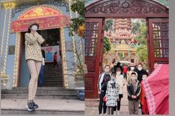 Mặc quần ôm bó chít đi chùa đầu năm, Lệ Quyên tiếp tục gây tranh cãi