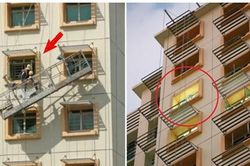 Thợ sơn chung cư hú vía khi dây treo giá đỡ bỗng đứt ở tầng 16, kết thúc may mắn bất ngờ