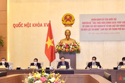 Chủ tịch Quốc hội Vương Đình Huệ dự cuộc làm việc giữa Đoàn giám sát của Quốc hội với thành phố Hà Nội