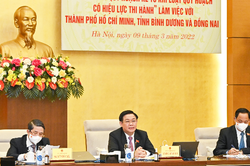 Chủ tịch Quốc hội Vương Đình Huệ và Đoàn giám sát về công tác quy hoạch làm việc với TP. Hồ Chí Minh và các tỉnh Bình Dương, Đồng Nai