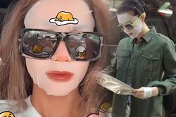 Hoa hậu này cứ ra đường là đắp mặt nạ dưỡng da kín mít