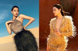 Lương Thùy Linh úp mở gò bồng đào, thả dáng giữa sa mạc bỏng cháy