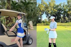 Thời trang 'khởi nghiệp' đánh golf của hot girl Trâm Anh và Hiền Hồ tương đồng ra sao?